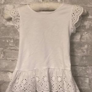 Girl's White Eyelet Lace Ruffle Shirt New